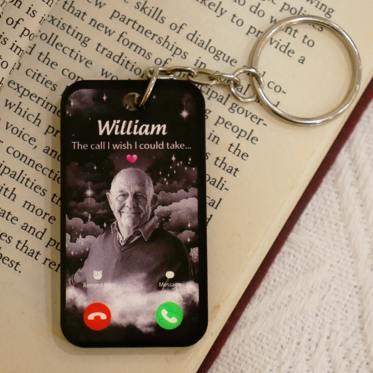 Phone Call Memorial Keychain